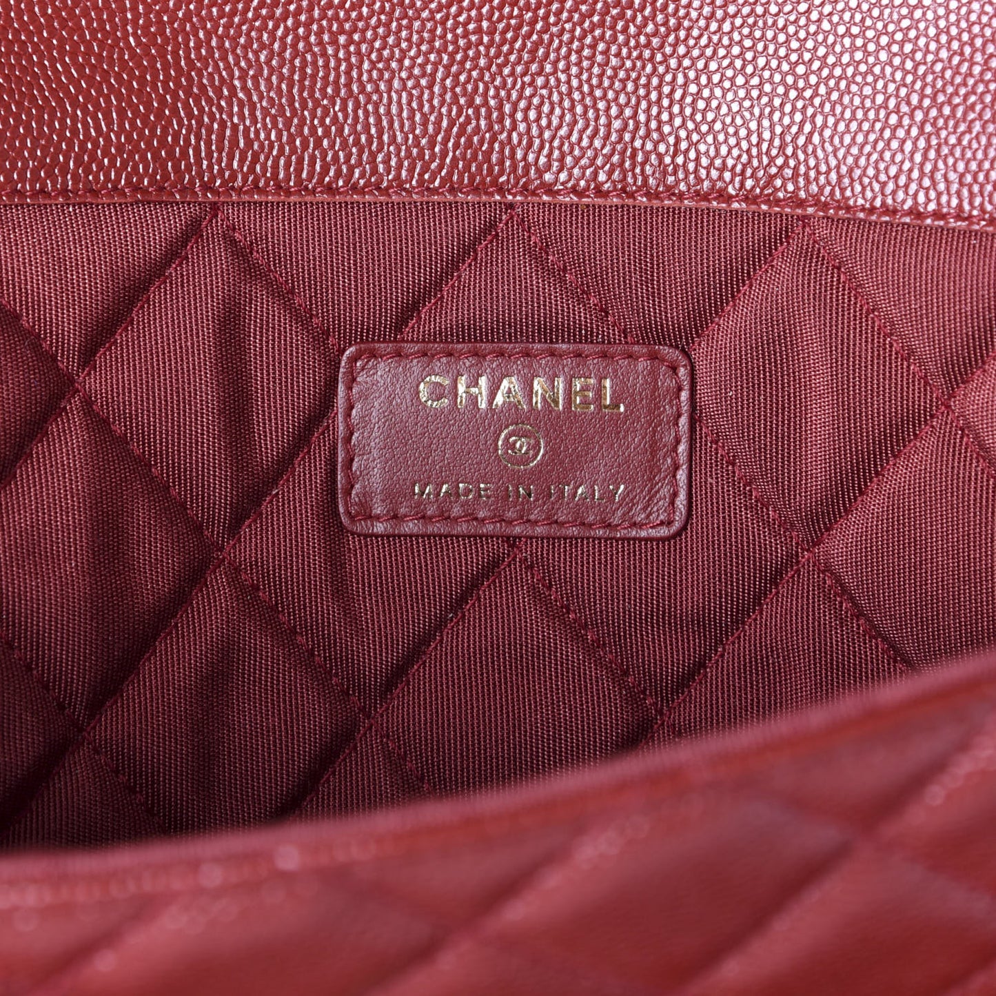 Caviar Quilted Large Golden Class Pouch Dark Red