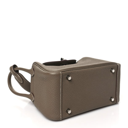 Hermes Taurillon Clemence Mini Lindy 20 Etoupe 4 of 11