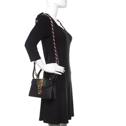 Gucci Calfskin Mini Sylvie Top Handle Bag Black 2 of 12