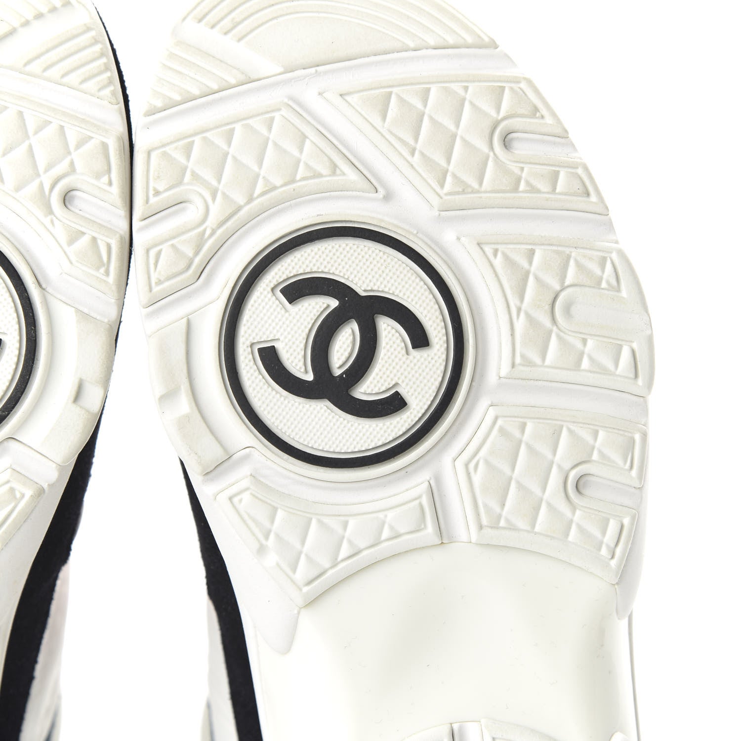 Chanel Nylon Calfskin Suede CC Womens Sneakers 36 Navy White Orange 6 of 10