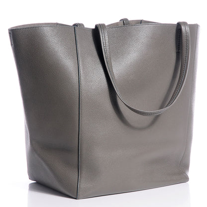 Celine Drummed Calfskin Medium Horizontal Cabas Phantom Grey 3 of 8