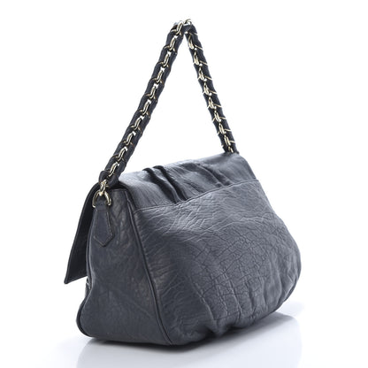Fendi Crinkled Lambskin Mia Shoulder Flap Navy 3 of 15