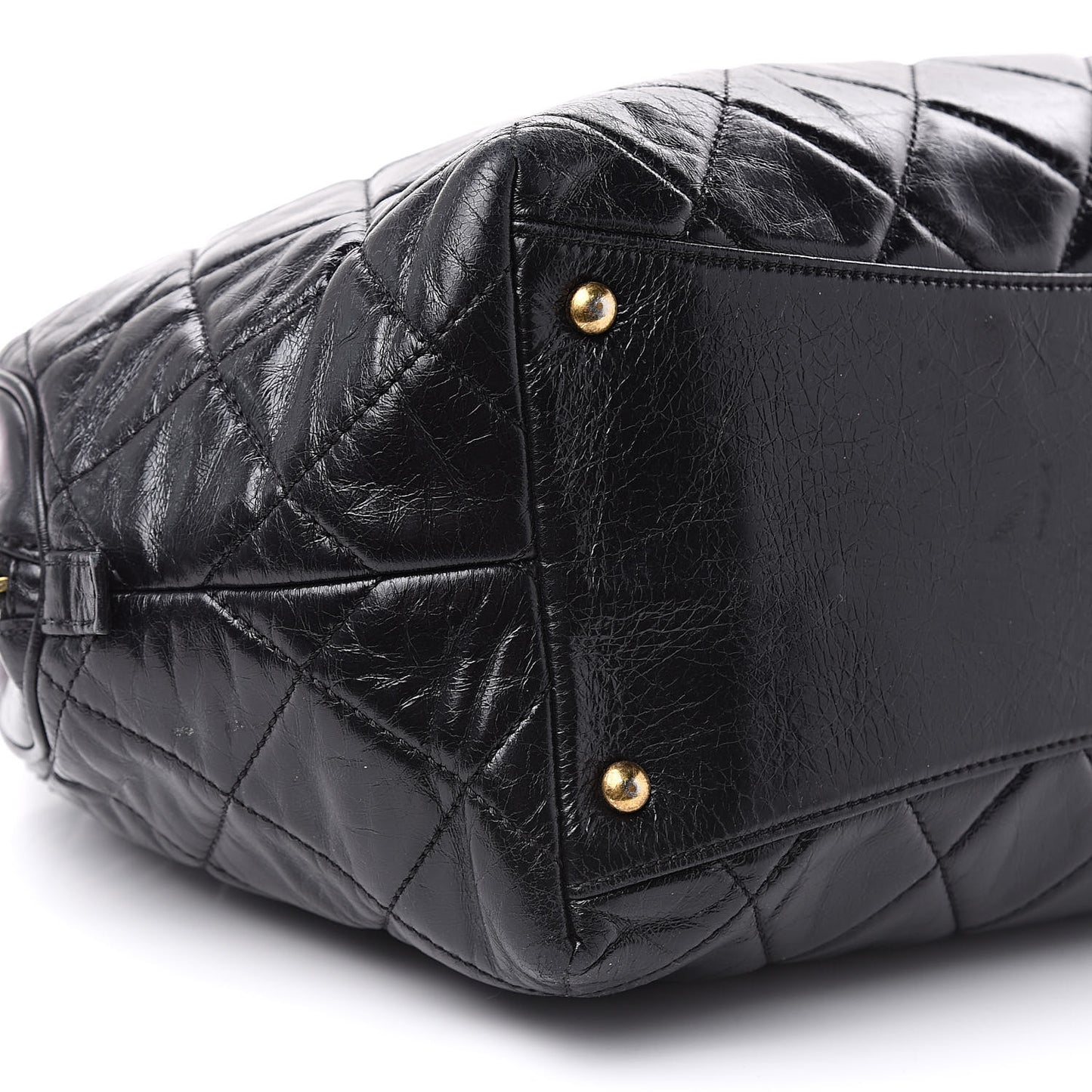 Glazed Calfskin Castle Rock Bowling Bag Black