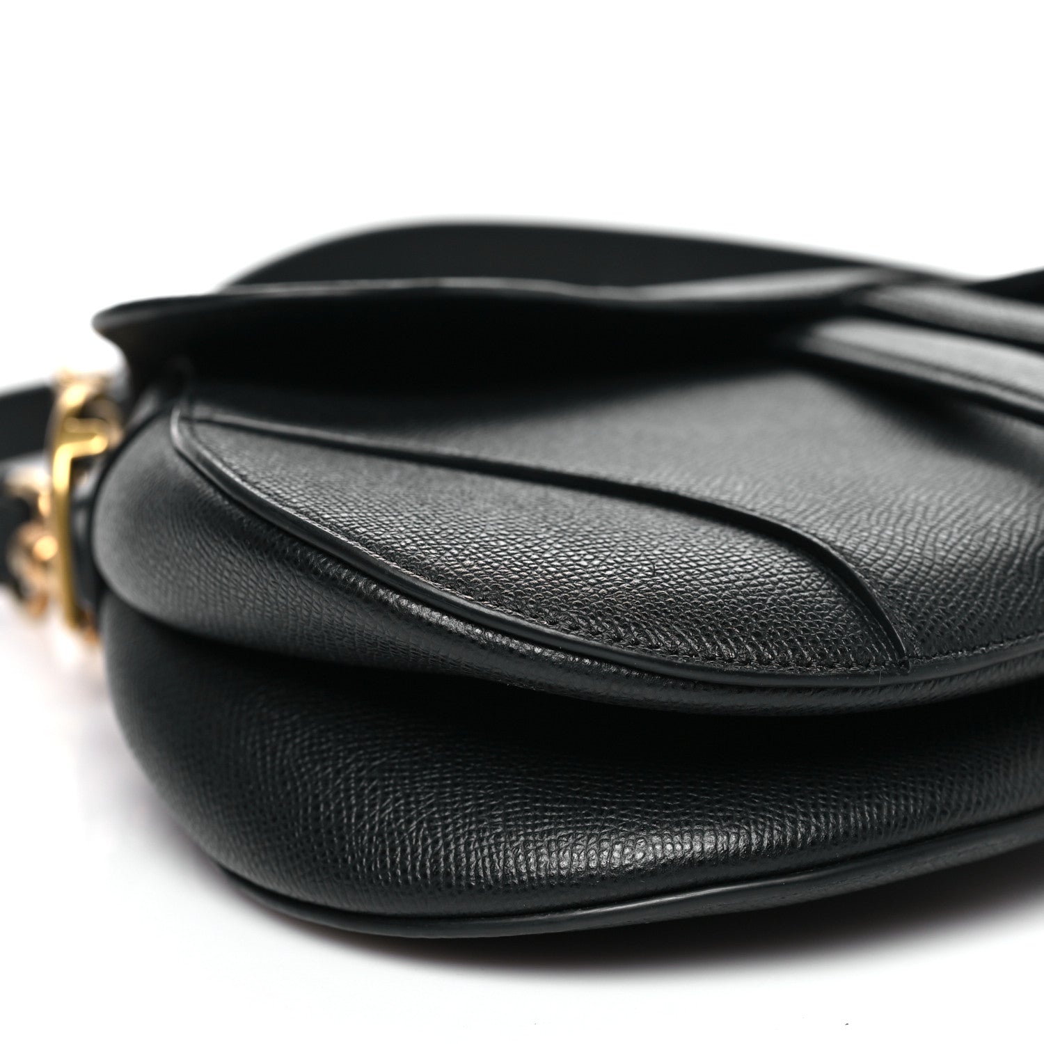 Christian Dior Grained Calfskin Saddle Bag With Strap Black 9 of 10