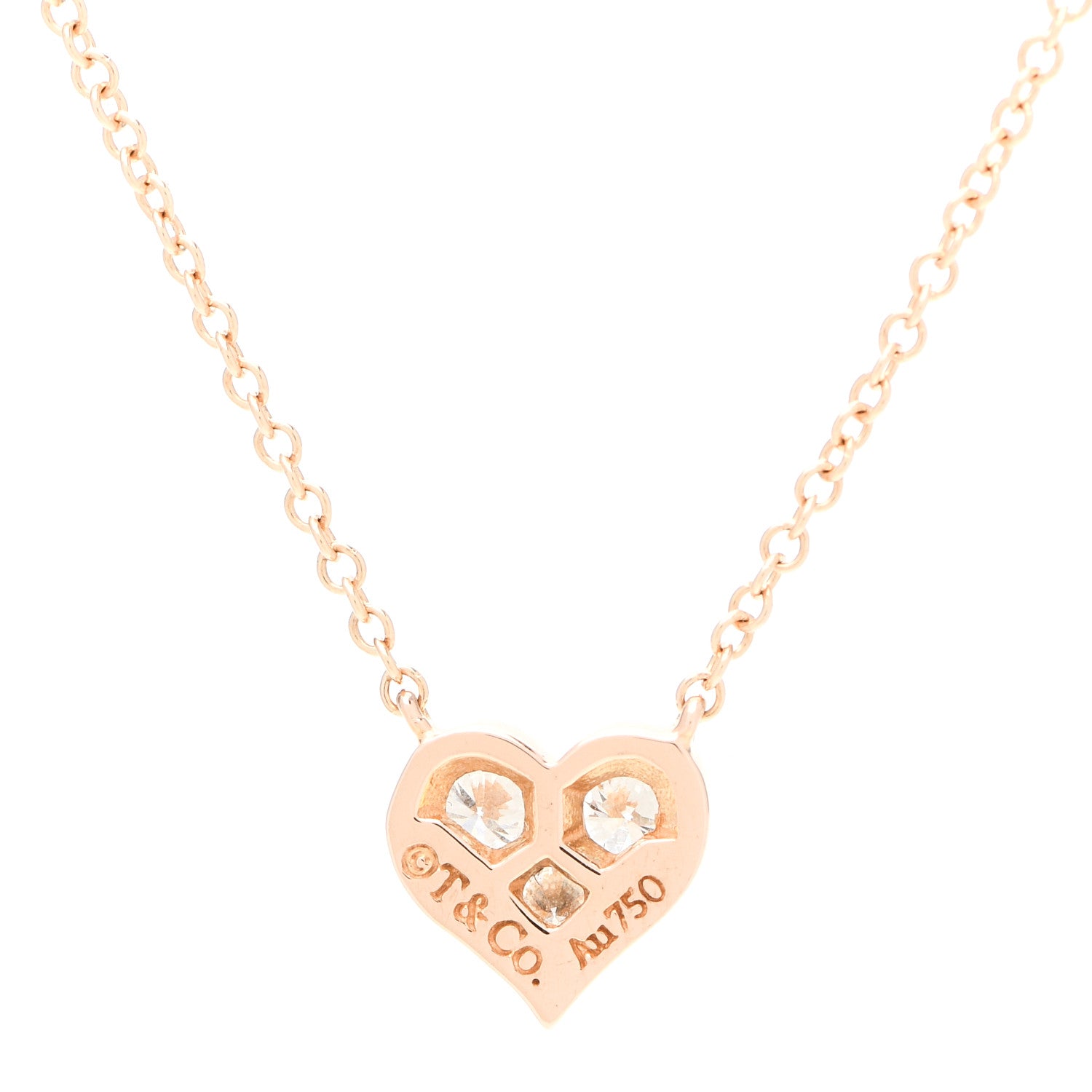 Tiffany 18K Rose Gold Diamond Heart Pendant Necklace 4 of 4