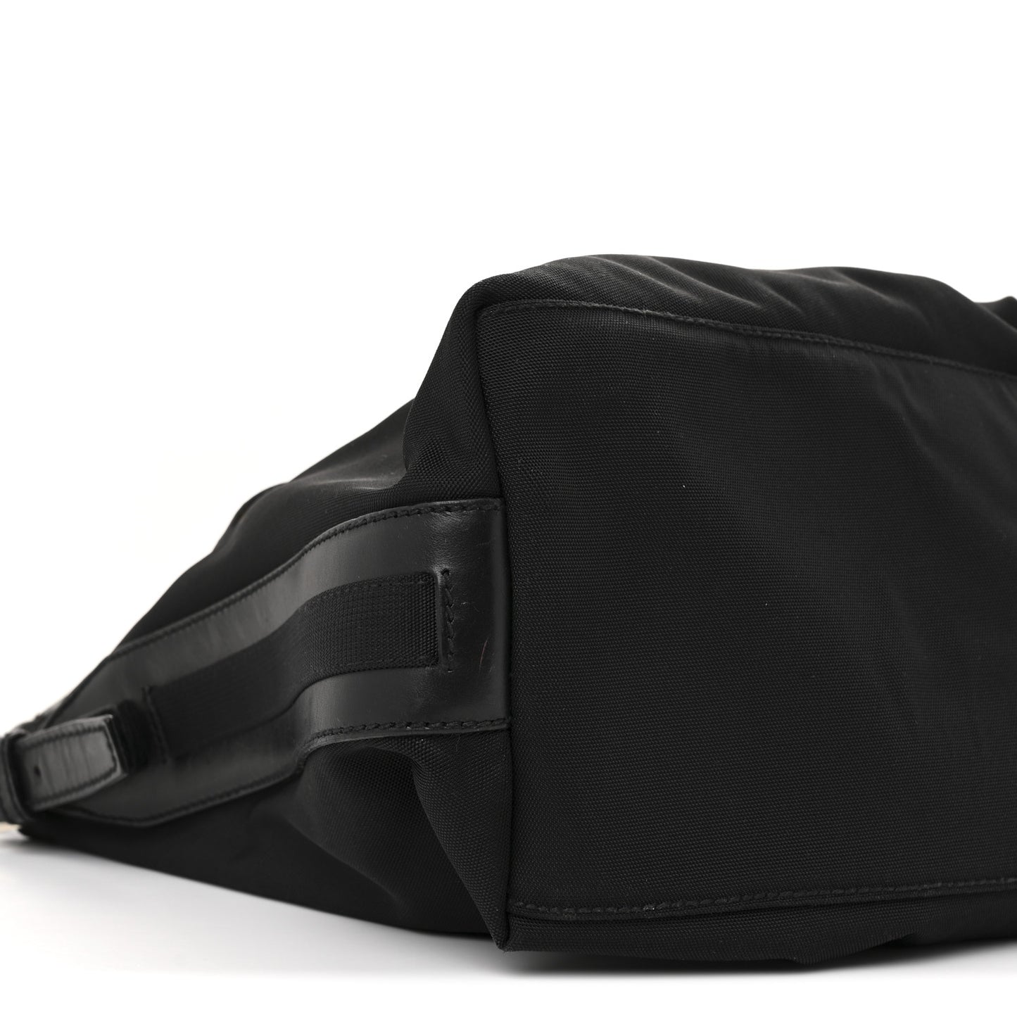 Nylon Calfskin Large Messenger Bag Black