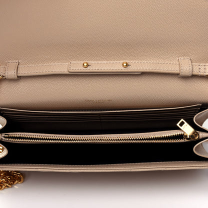 Saint Laurent Grain De Poudre Matelasse Chevron Monogram Chain Wallet Nude Powder 4 of 5