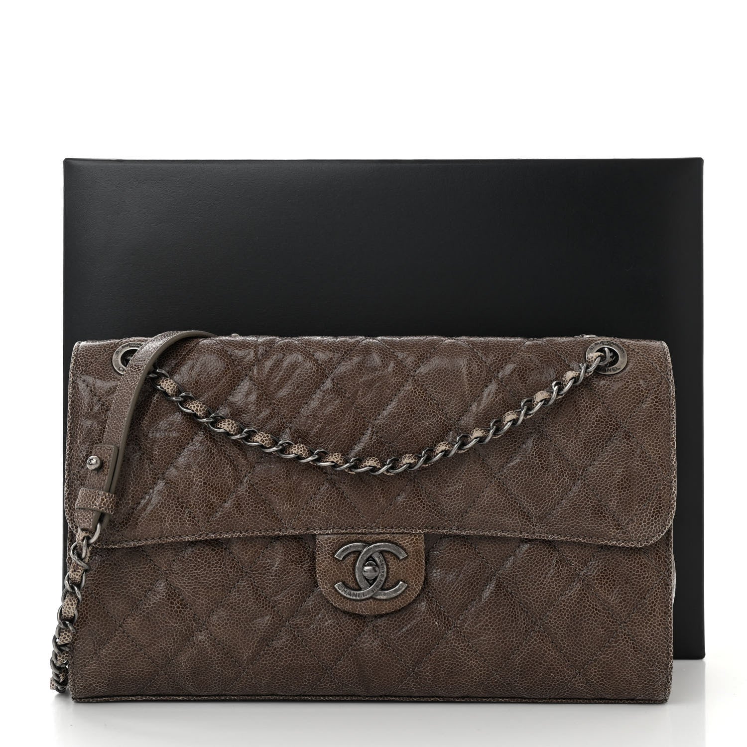 Chanel Crumpled Grained Calfskin Jumbo CC Crave Flap Beige 11 of 11