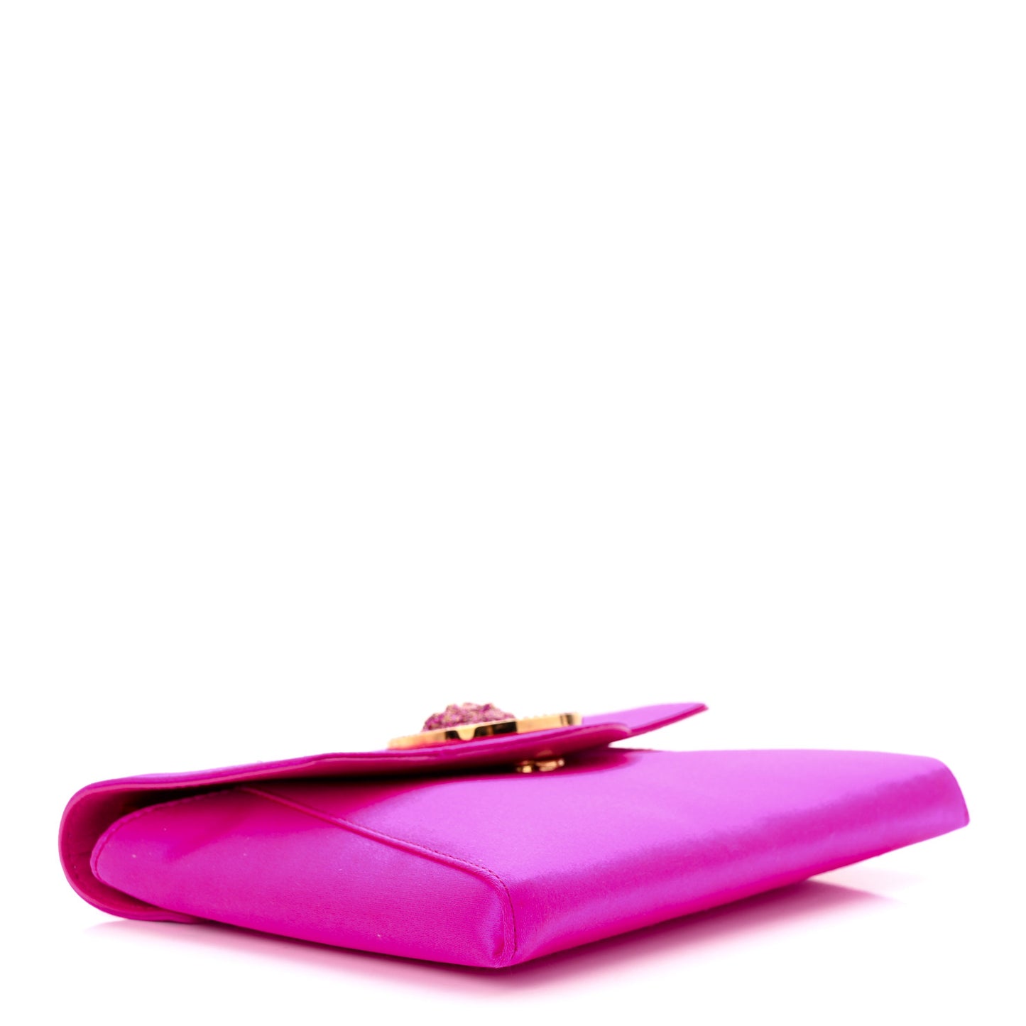 Satin Crystal Embellished La Medusa Pouch On Chain Pink