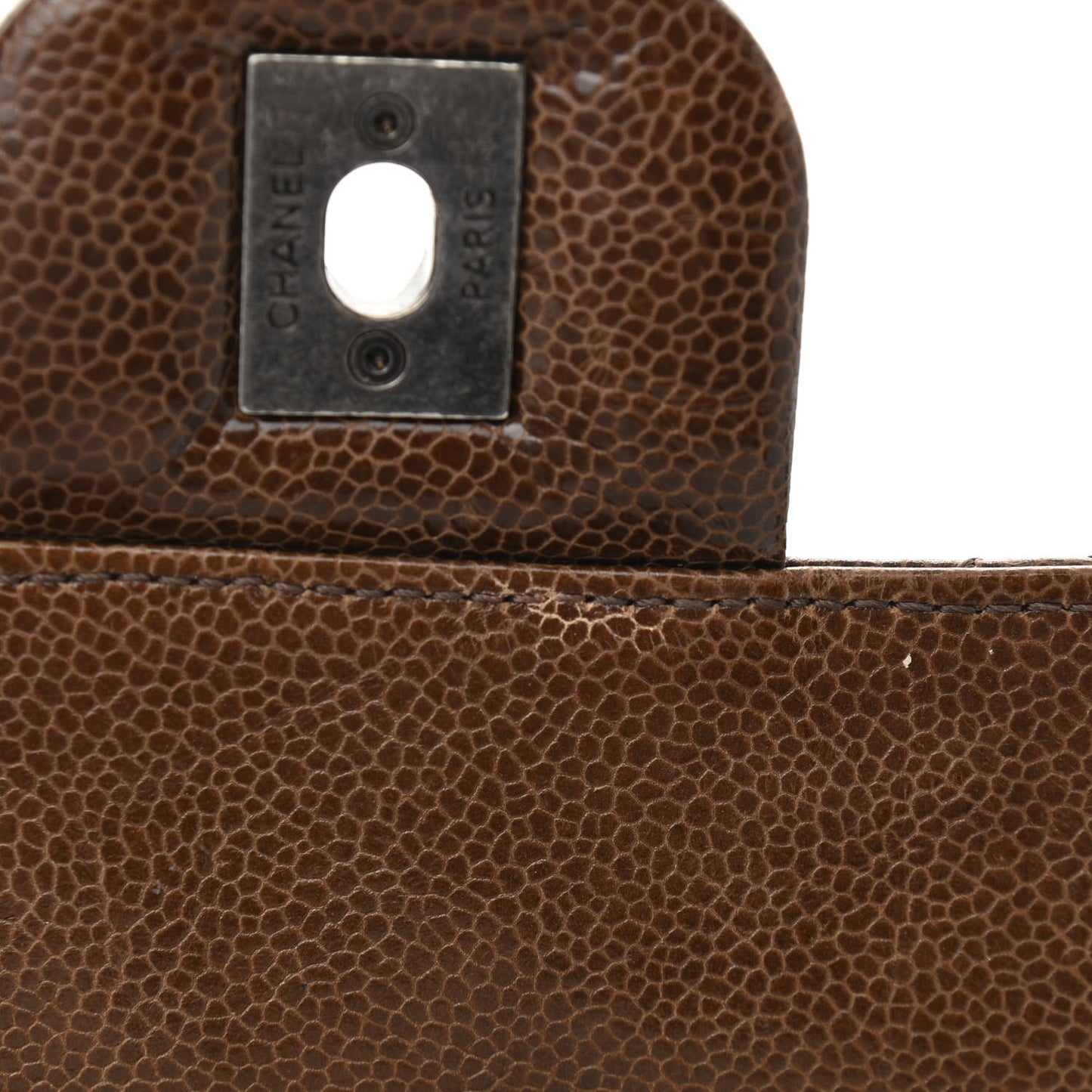 Crumpled Grained Calfskin Medium CC Crave Flap Brown