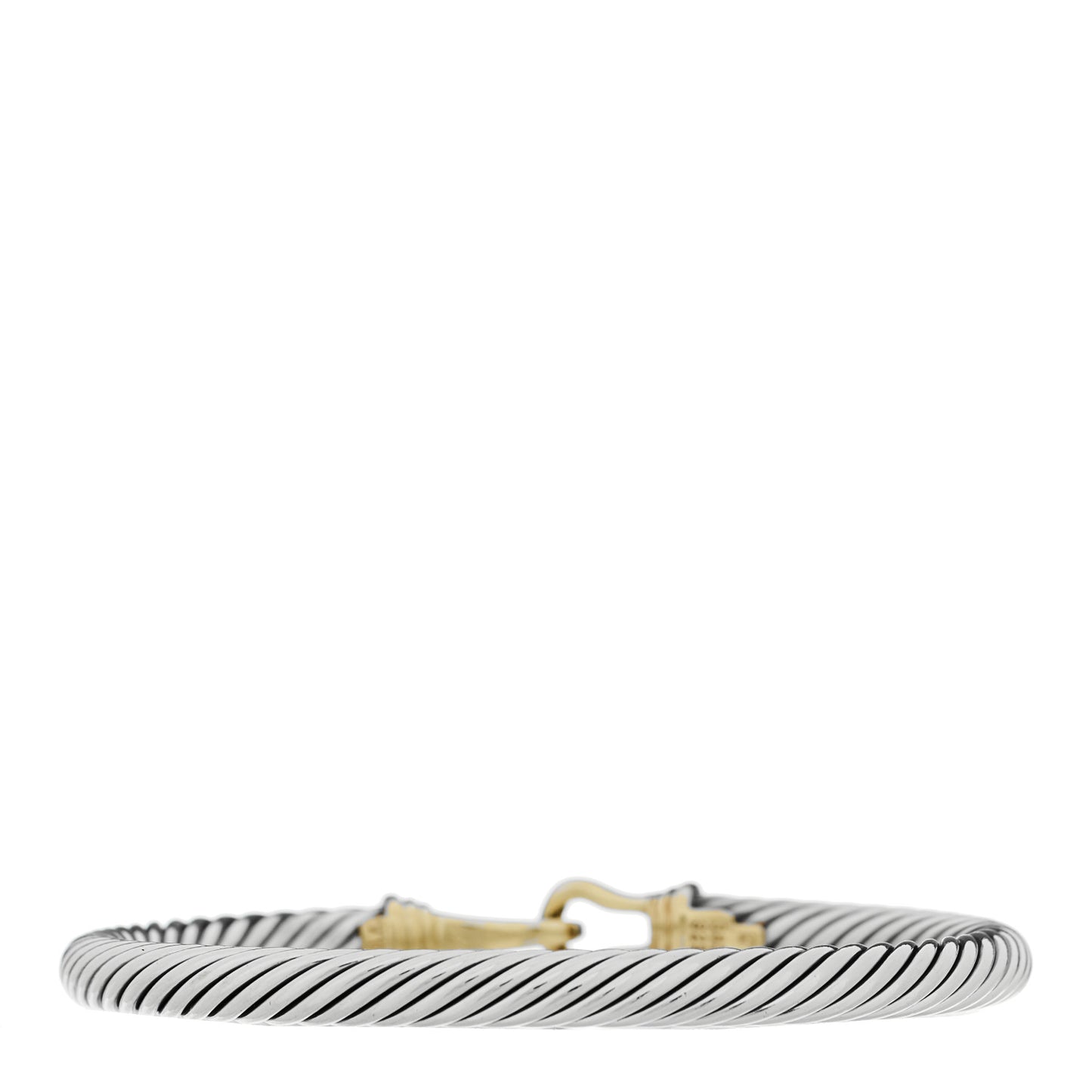 Sterling Silver 14K Yellow Gold 5mm Cable Classic Buckle Bracelet