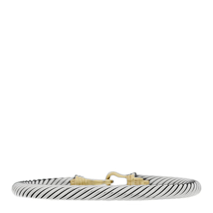 David Yurman Sterling Silver 14K Yellow Gold 5mm Cable Classic Buckle Bracelet 2 of 4
