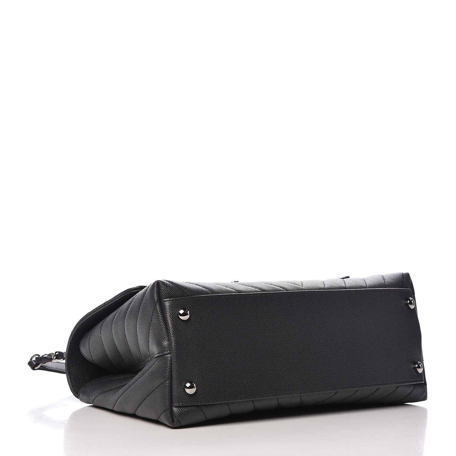 Chanel Caviar Chevron Quilted Small Coco Handle Flap Dark Grey 4 of 11