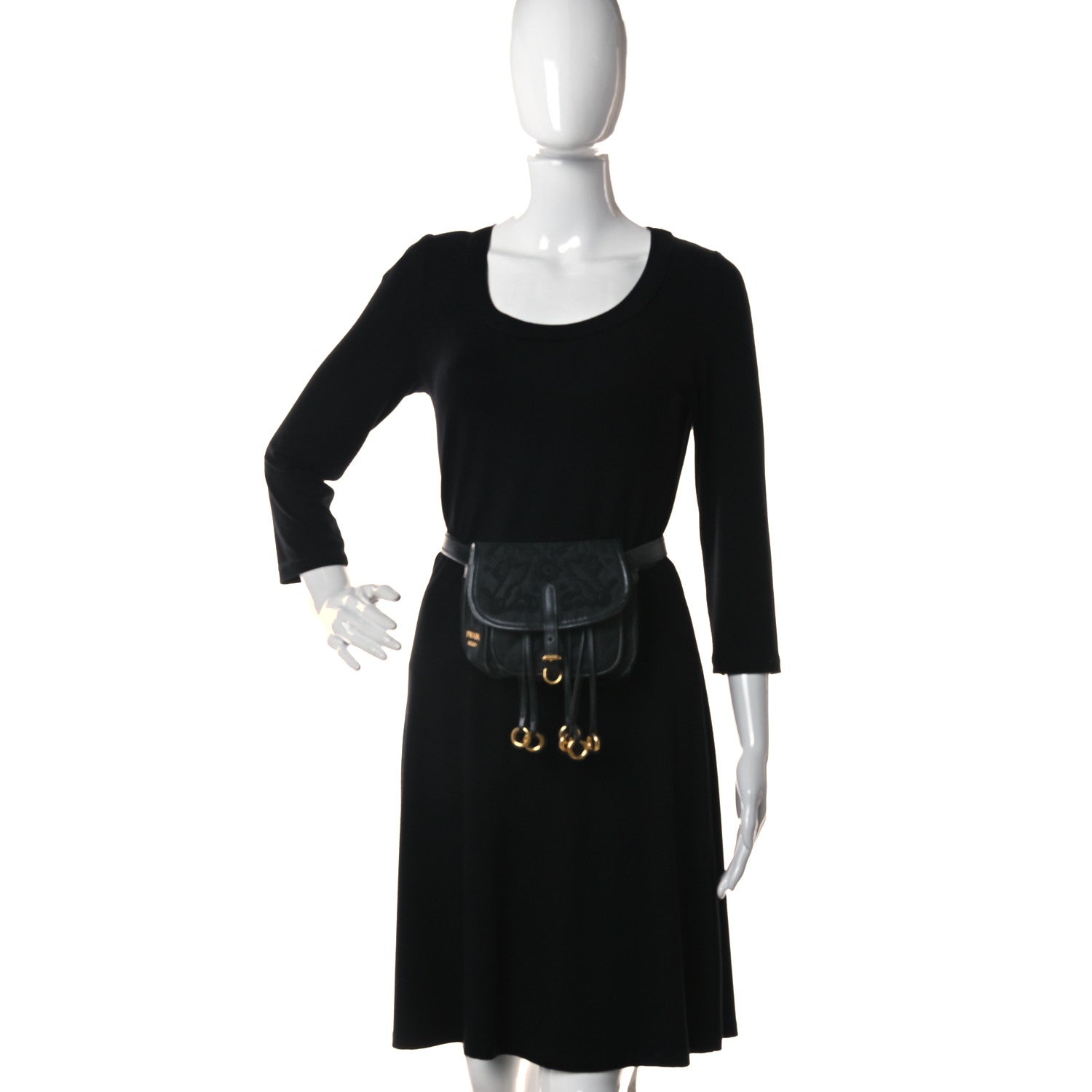 Prada Nylon Embroided Corsaire Belt Bag Black 2 of 11