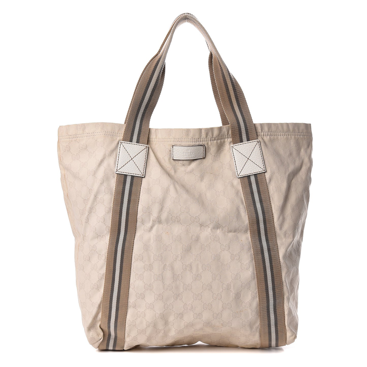 GG Monogram Medium Web Handle Vertical Tote White