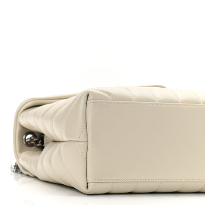 Saint Laurent Calfskin Y Quilted Monogram Small Loulou Chain Satchel Ivory 9 of 10