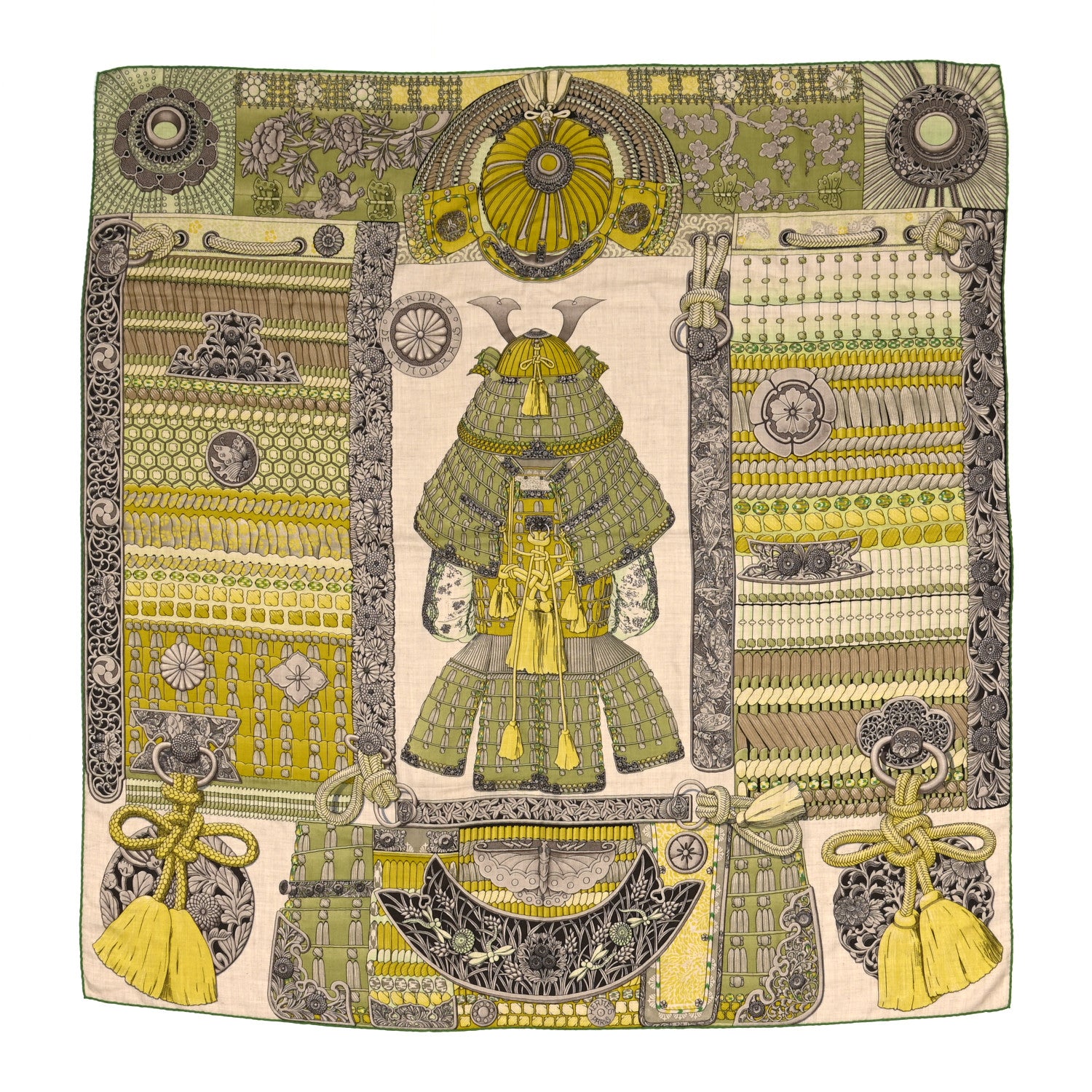 Hermes Cashmere Silk Parures De Samourais Shawl 140 1 of 5