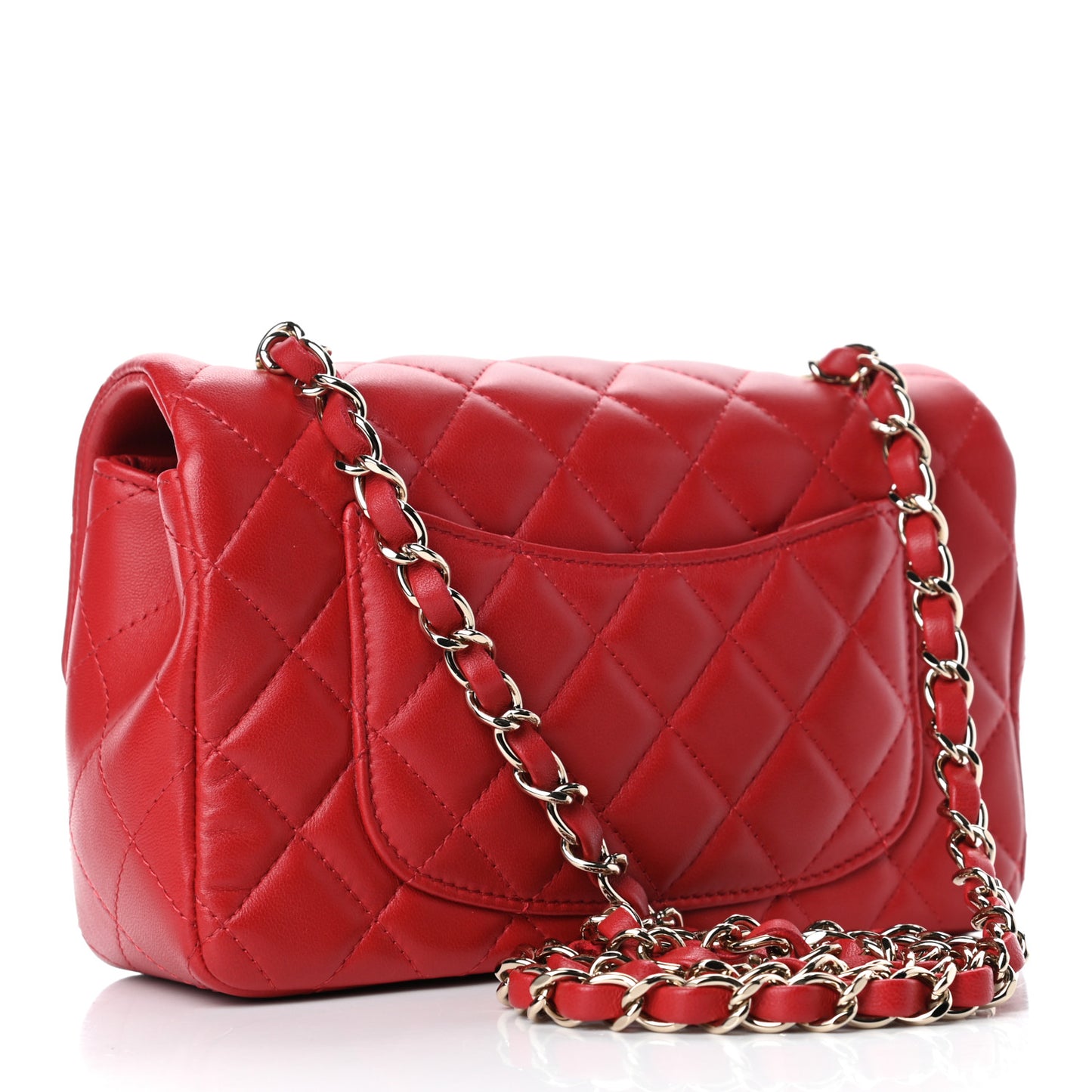 Lambskin Quilted Mini Rectangular Flap Red