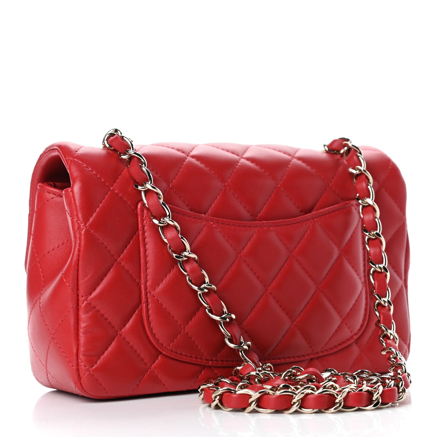 Chanel Lambskin Quilted Mini Rectangular Flap Red 2 of 6