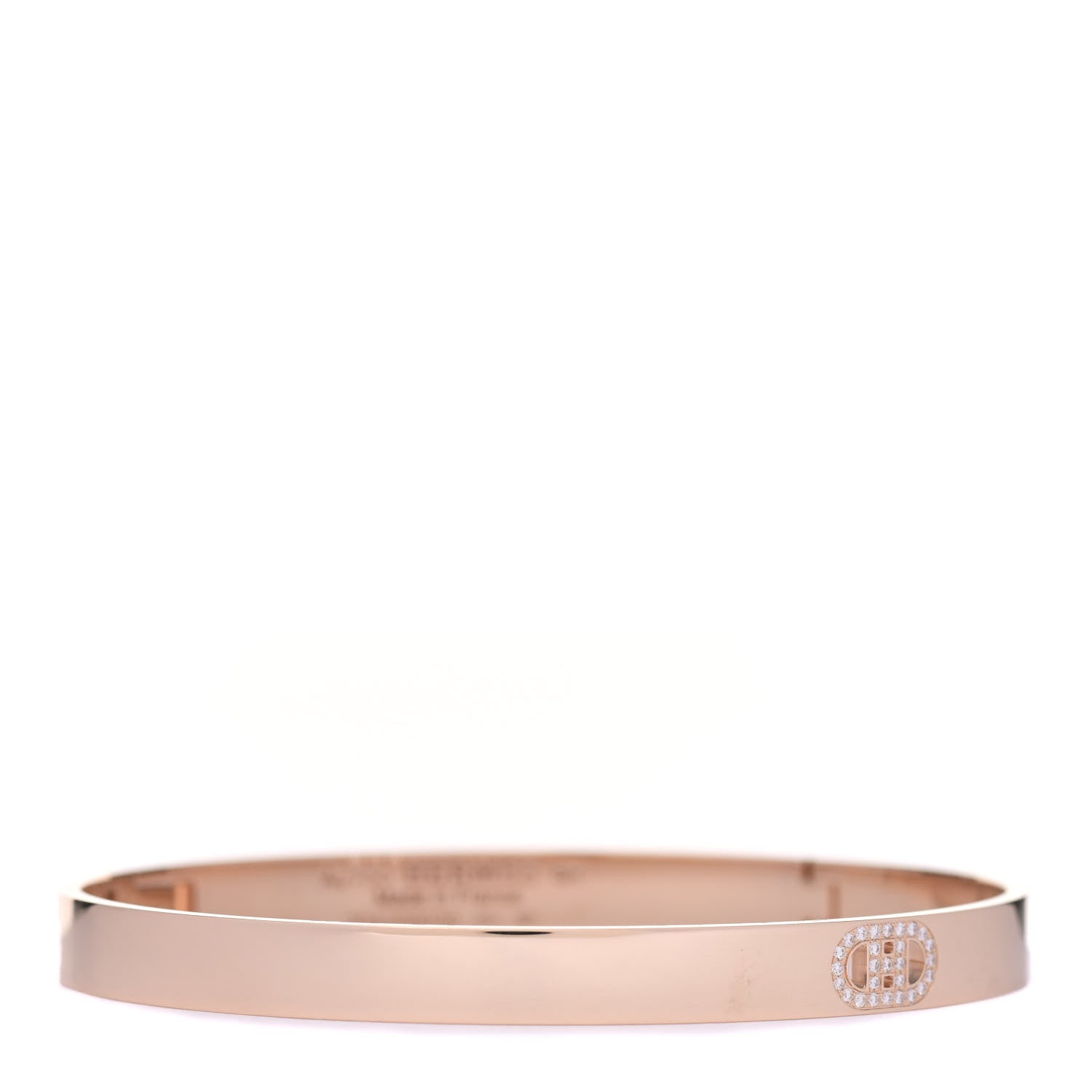 Hermes 18K Rose Gold Diamond PM H D'Ancre Bracelet SH 1 of 5