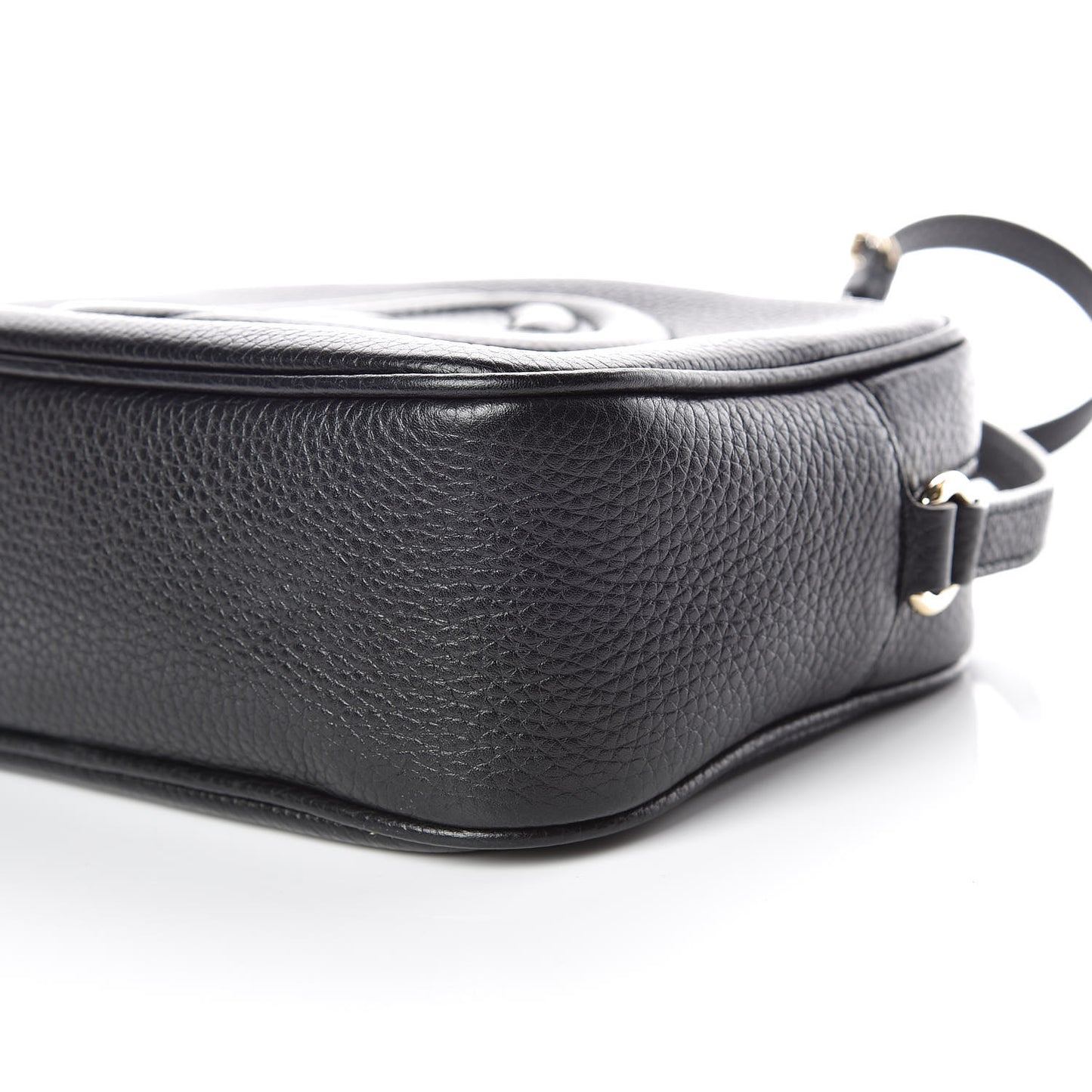 Pebbled Calfskin Small Soho Disco Bag Black