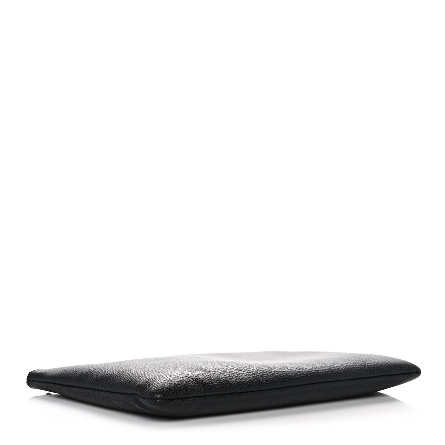 Pebbled Calfskin Large Bamboo Clutch Black