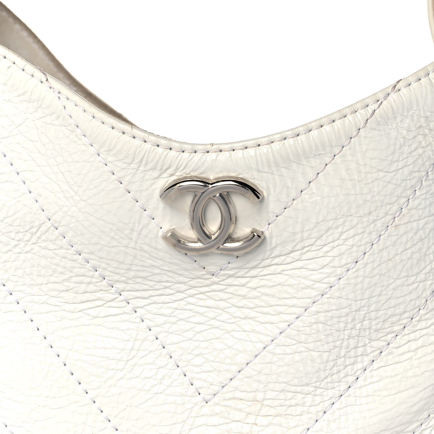 Chanel Crumpled Patent Small Droplet Hobo White 8 of 15