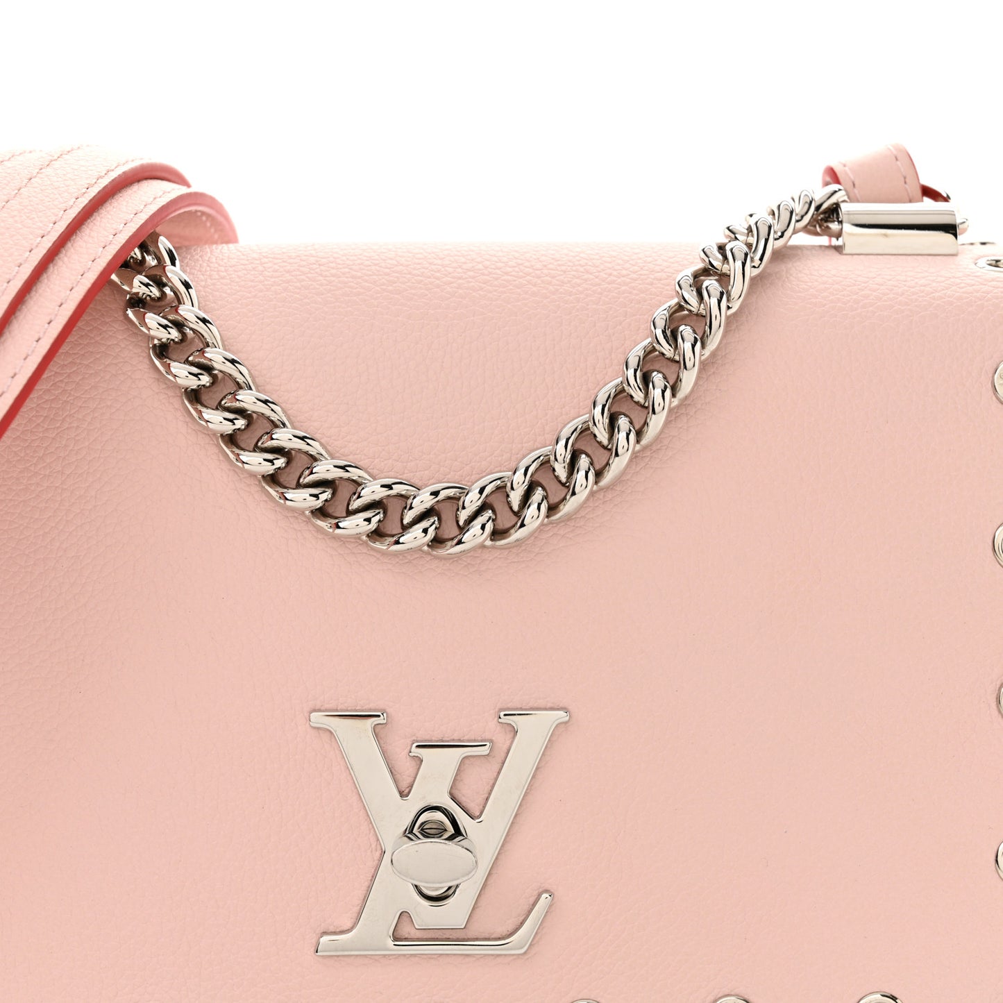 Soft Calfskin Lockme II Chain Rivets BB Rose Ballerine
