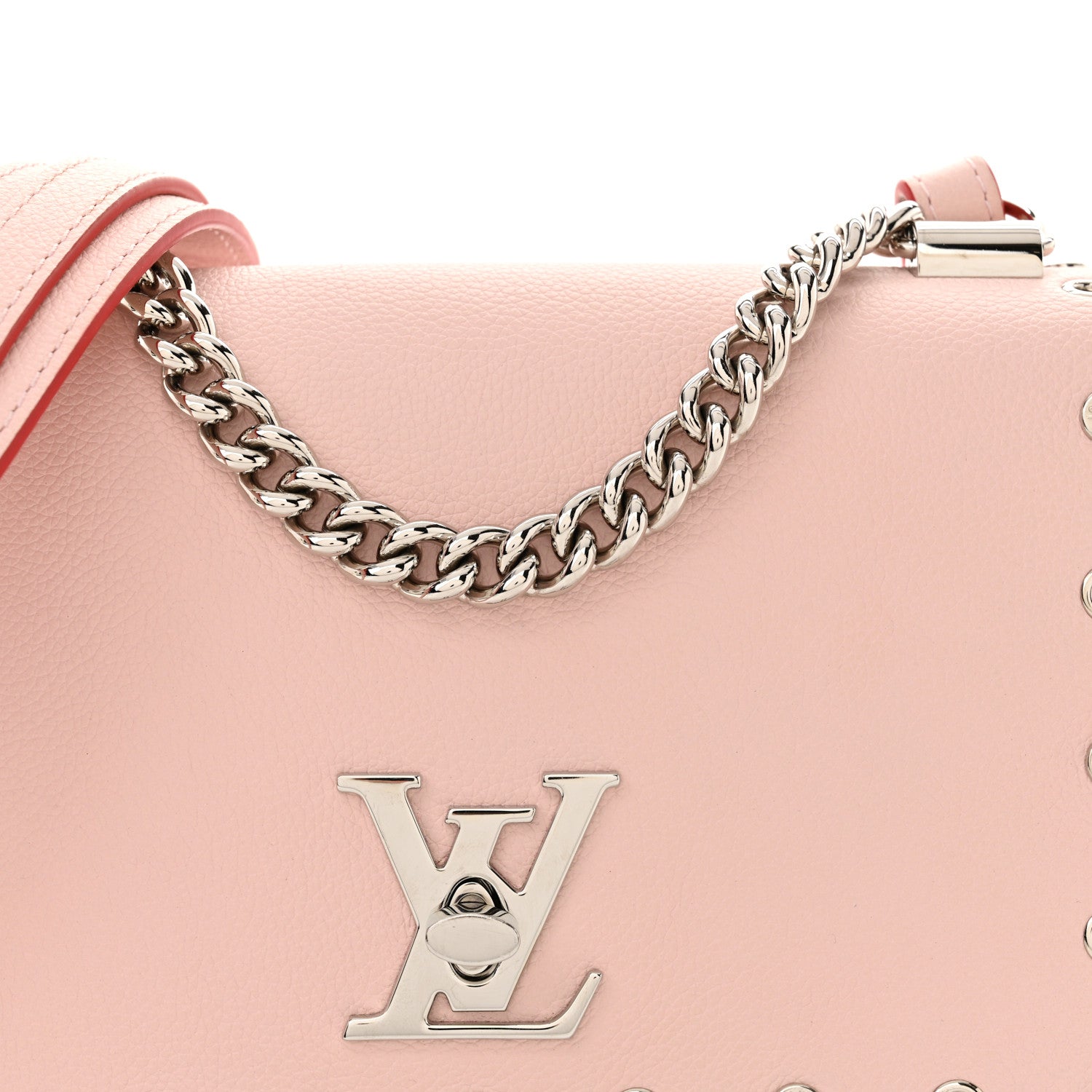 Louis Vuitton Soft Calfskin Lockme II Chain Rivets BB Rose Ballerine 7 of 9