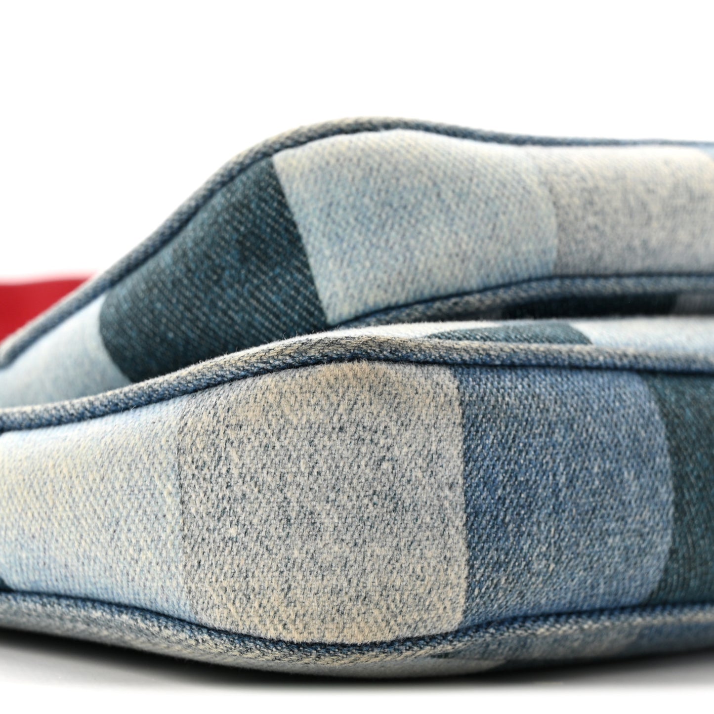 Denim Damier Monogram Patchwork Multi Pochette Accessories Blue Rouge