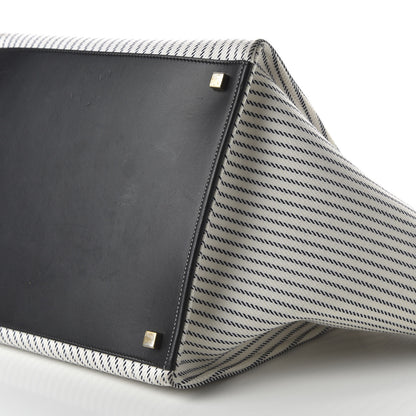 Celine Cotton Canvas Striped Medium Phantom Luggage White Navy 7 of 10