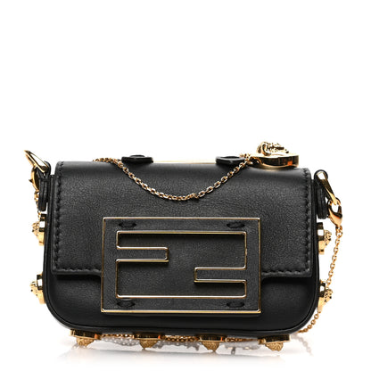 Fendi X VERSACE Vitello Seta Fendace Studded Nano Brooch Baguette Black 1 of 7