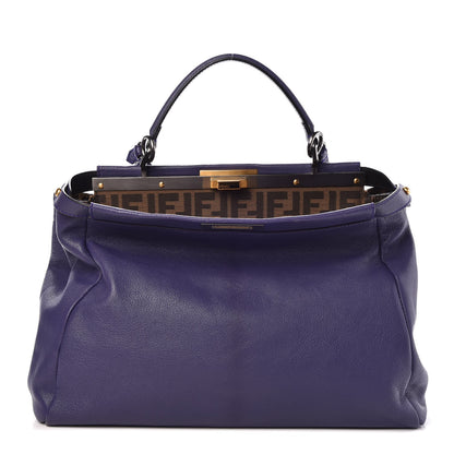 Fendi Goatskin Zucca Large Peekaboo Iconic Satchel Purple 1 of 10