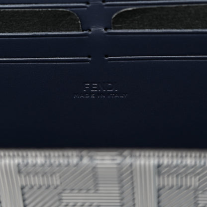 Fendi Vitello King FF Lines Embossed Bi-Color Baguette Soft Trunk Ghiaia Blue Mirto 6 of 9