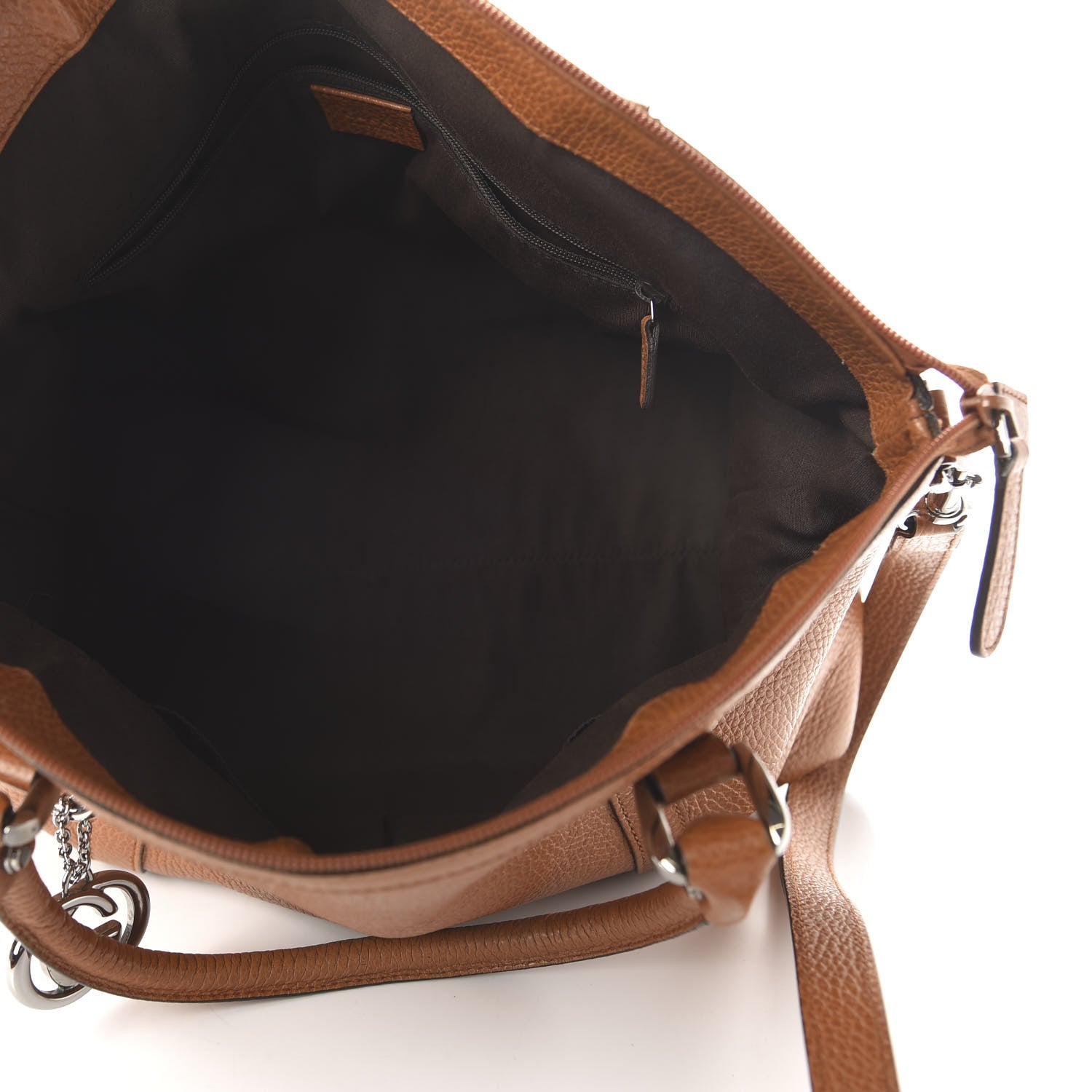 Gucci Pebbled Calfskin Medium GG Convertible Dome Satchel Brown 6 of 12
