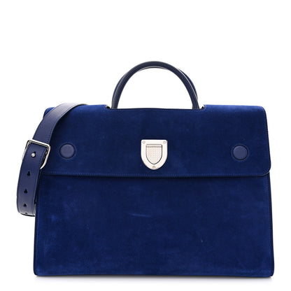 Christian Dior Suede Large Diorever Flap Navy 1 of 12