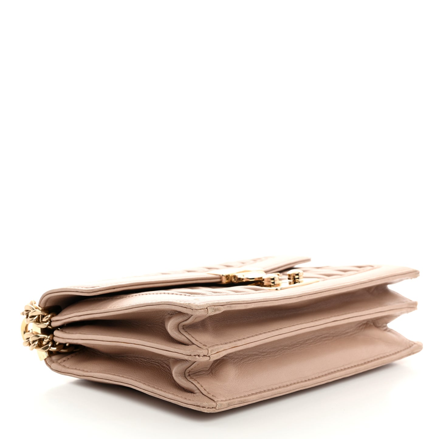 Lambskin Confidential Matelasse Chain Shoulder Bag Cammeo