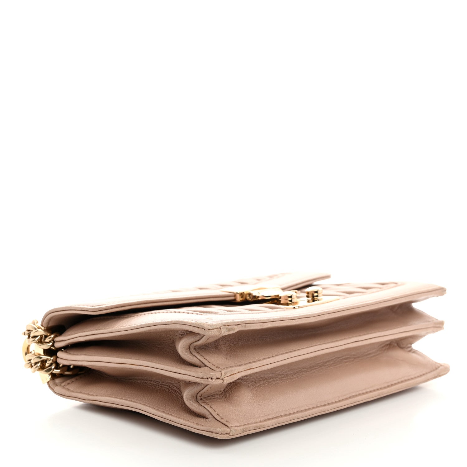 Miu Miu Lambskin Confidential Matelasse Chain Shoulder Bag Cammeo 4 of 10