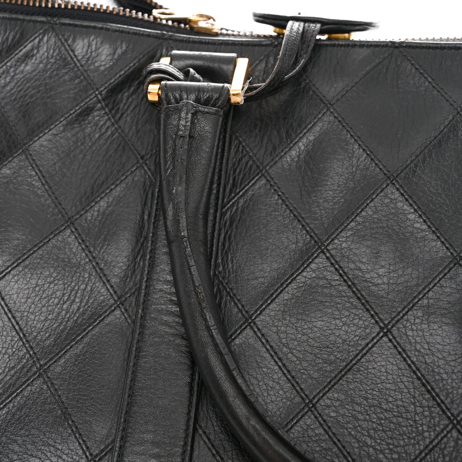 Chanel Calfskin Stitched Duffle Travel Bag Black 16 of 16