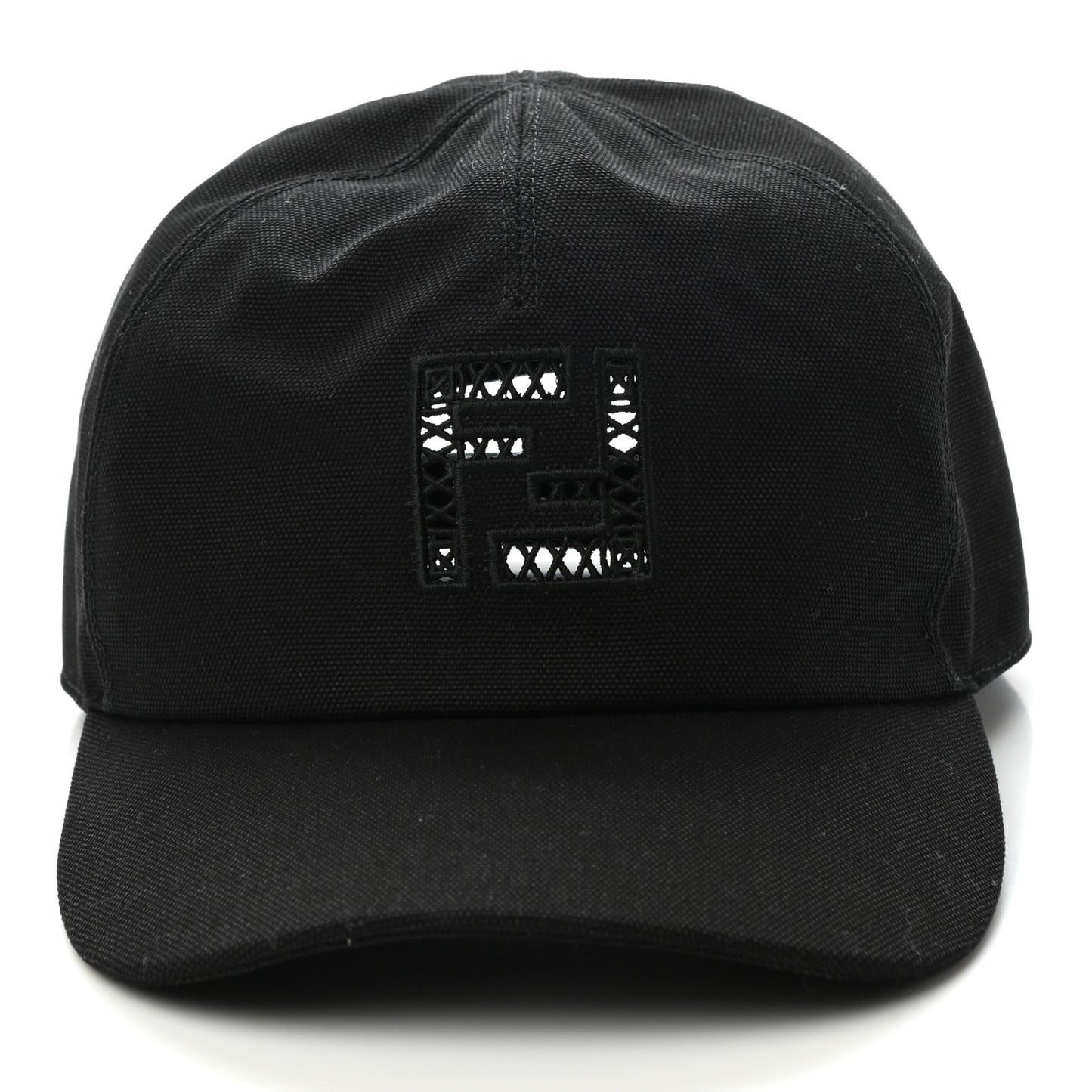 Cotton FF Ajour Embroidered Baseball Hat 58 Black
