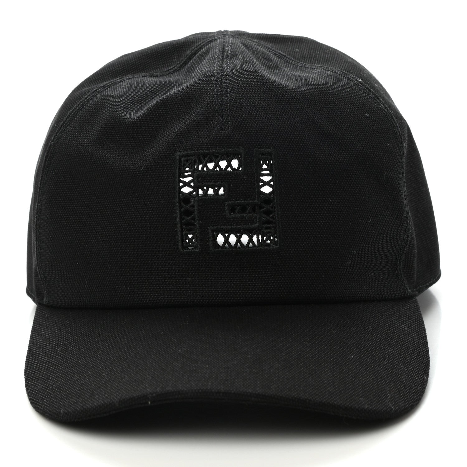 Fendi Cotton FF Ajour Embroidered Baseball Hat 58 Black 3 of 8