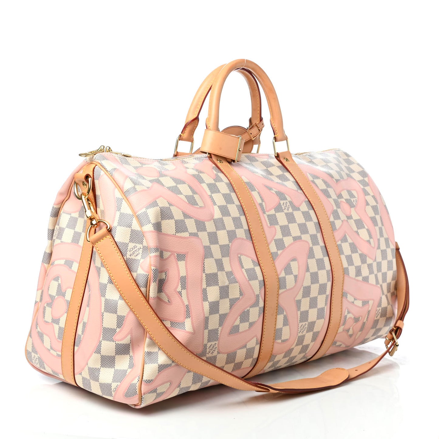 Damier Azur Tahitienne Keepall Bandouliere 50 Rose Ballerine