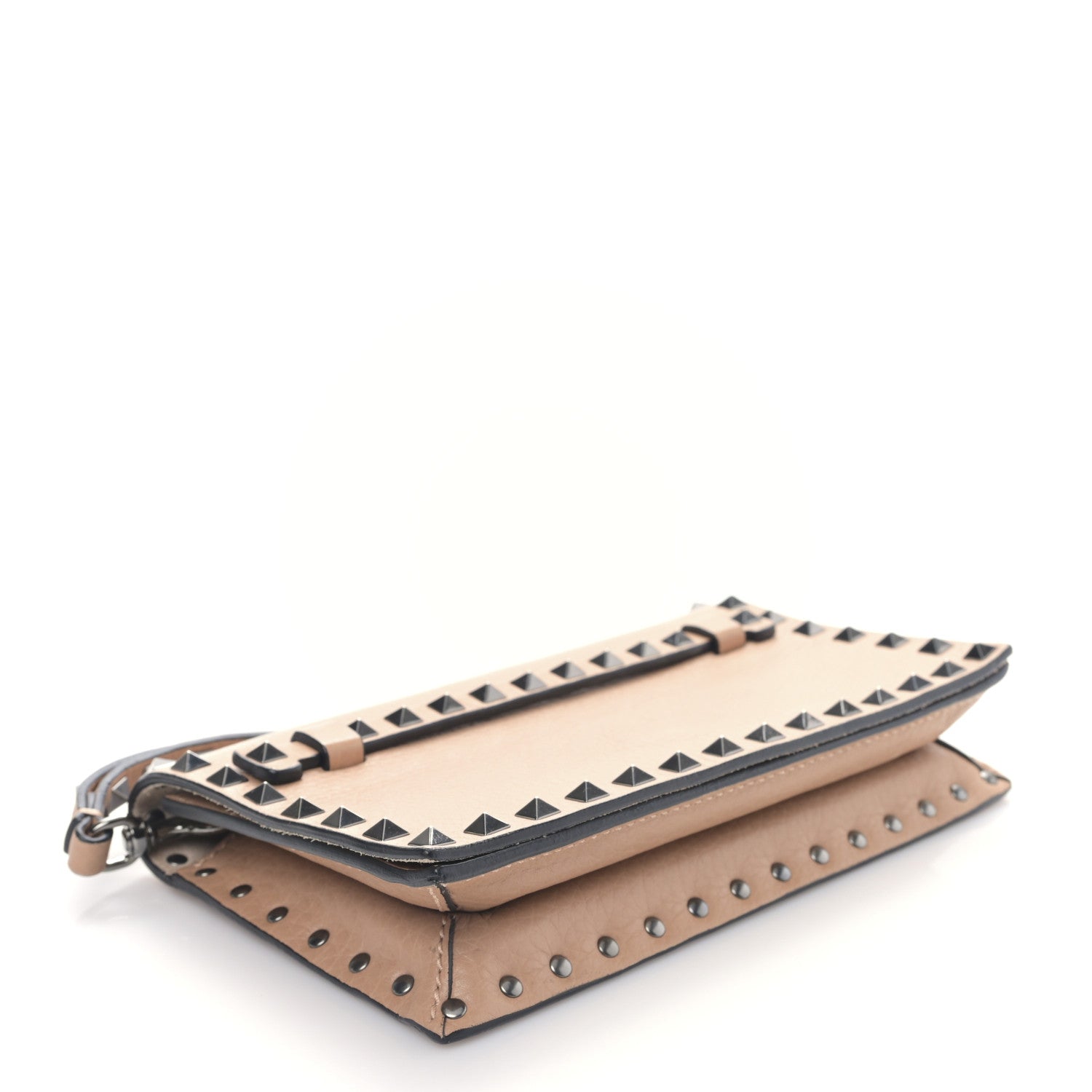 Valentino Garavani Pebbled Calfskin Rockstud Wristlet Clutch Soft Noisette 4 of 8