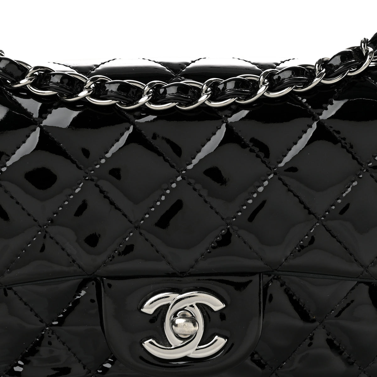 Chanel Patent Calfskin Quilted Mini Rectangular Flap Black 8 of 13