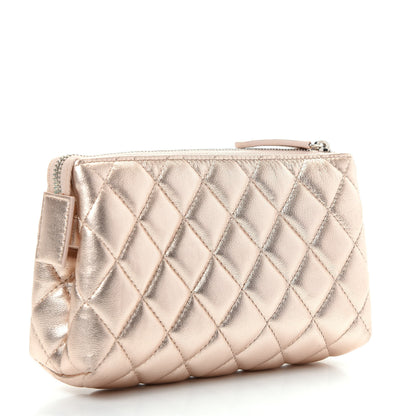 Chanel Metallic Lambskin Quilted Cosmetic Pouch Light Gold 3 of 8