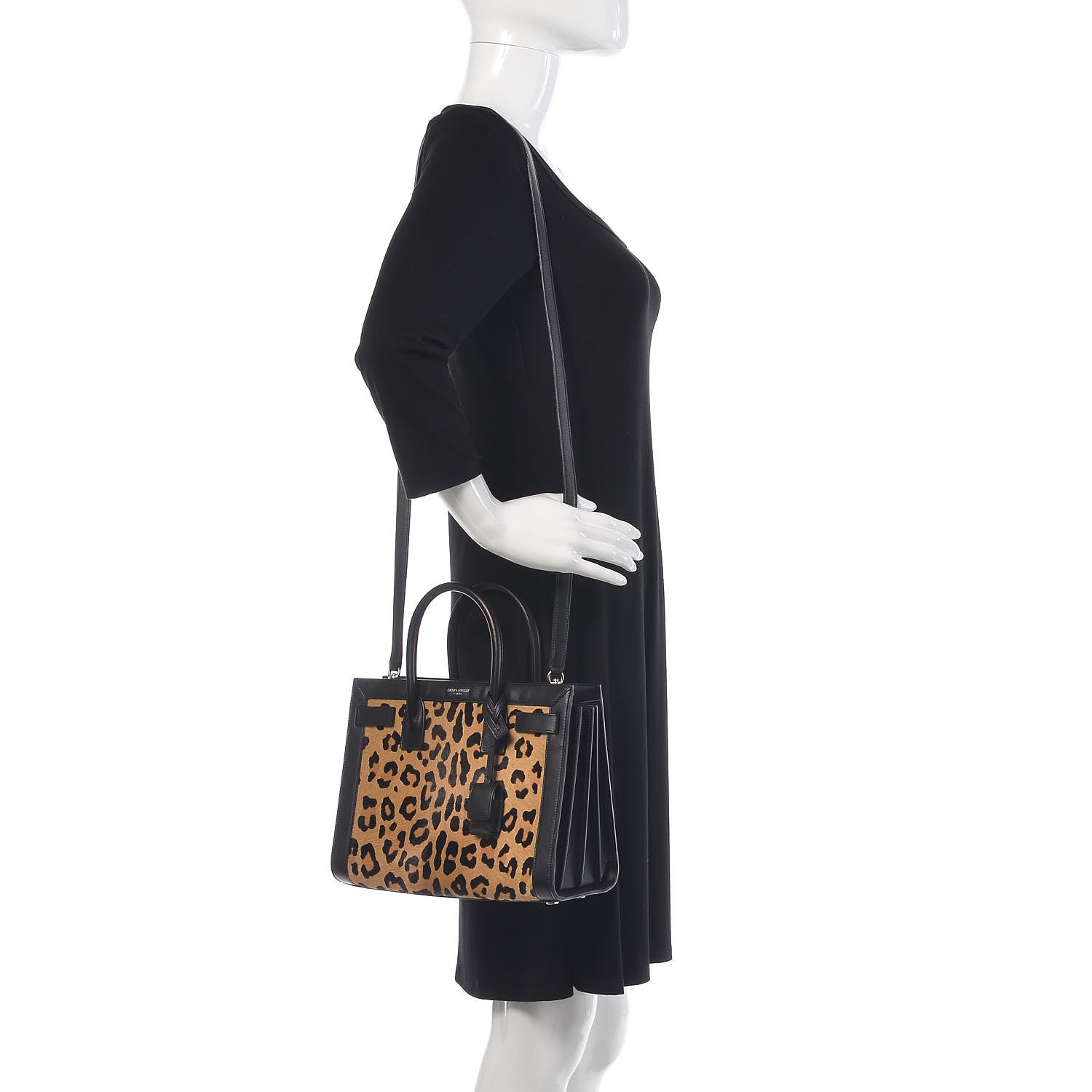 Saint Laurent Pony Hair Leopard Print Baby Sac De Jour Black 2 of 11