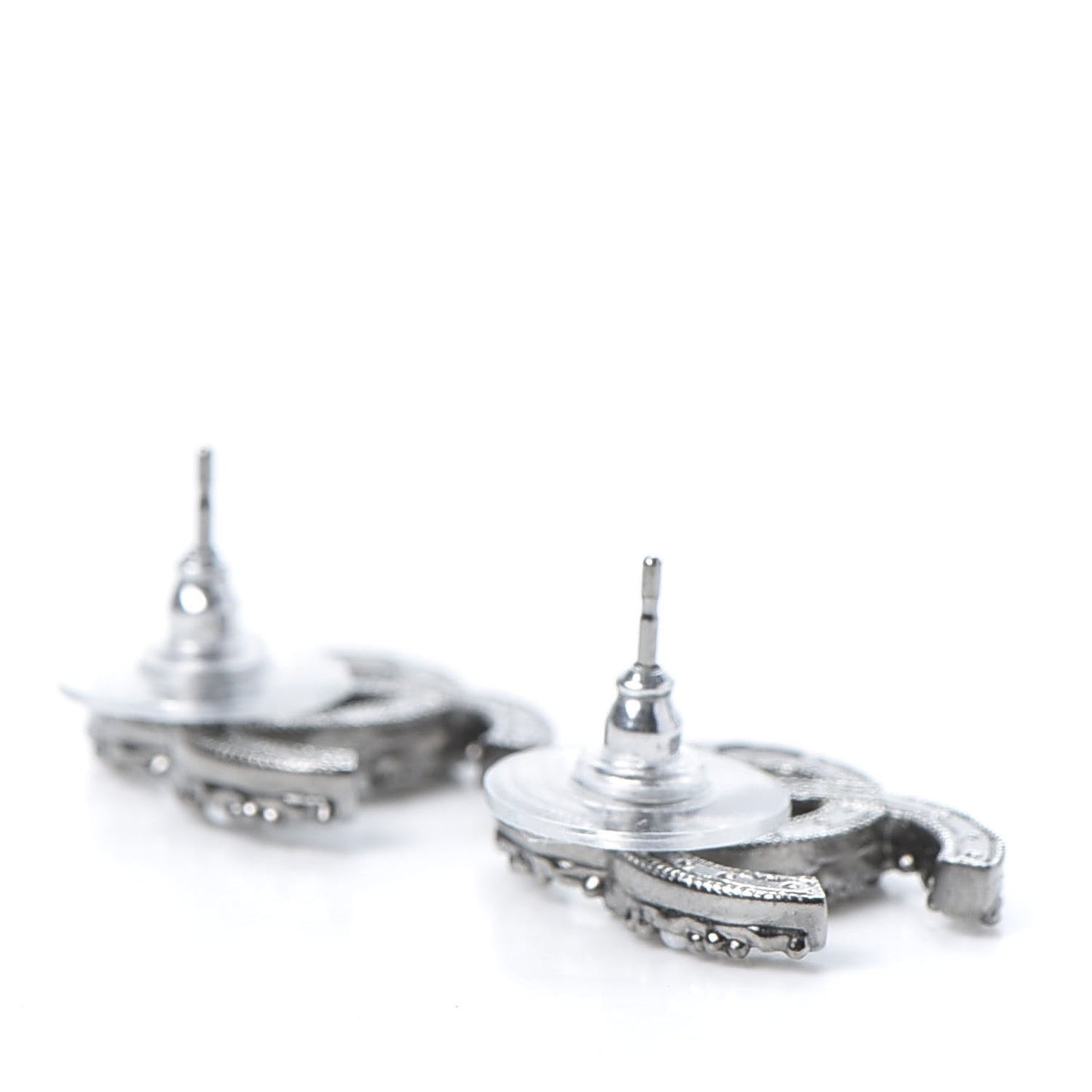 Crystal Pearl CC Earrings Silver