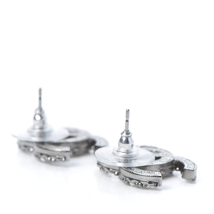 Chanel Crystal Pearl CC Earrings Silver 3 of 5
