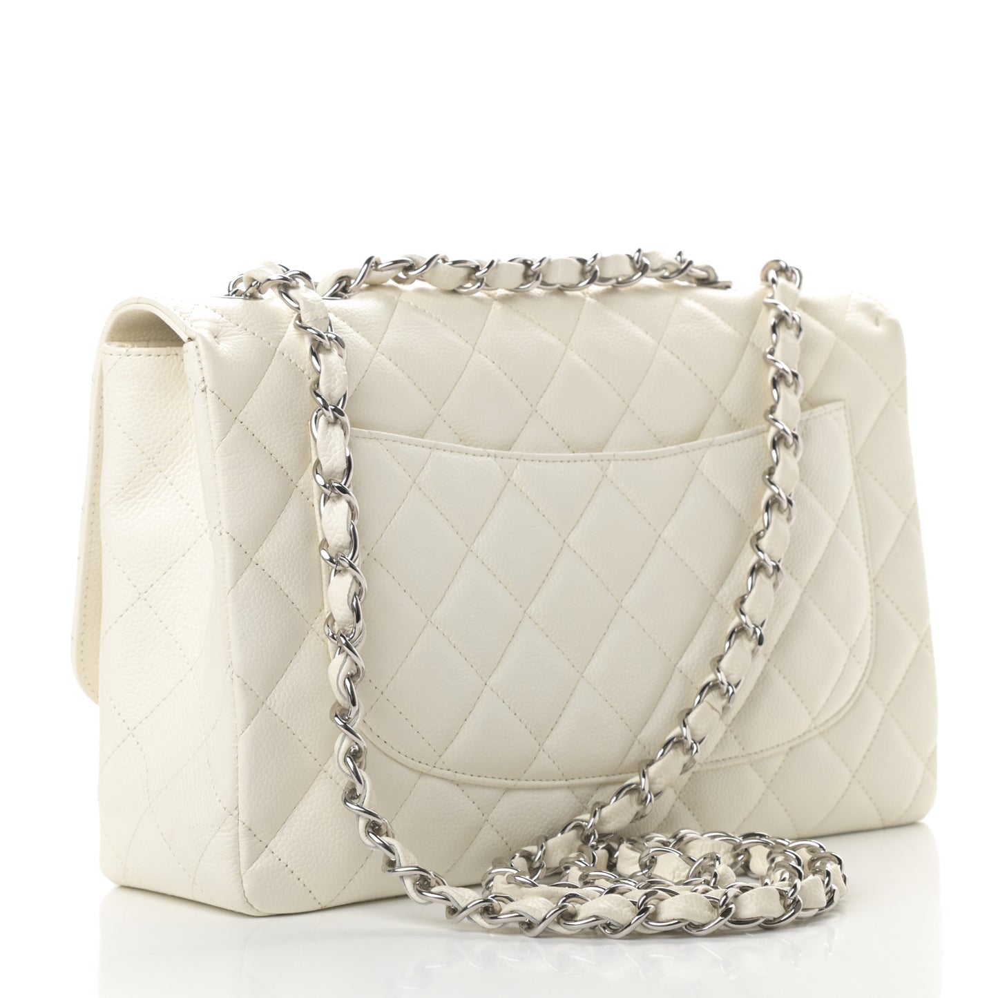 Caviar Quilted Jumbo Single Flap White