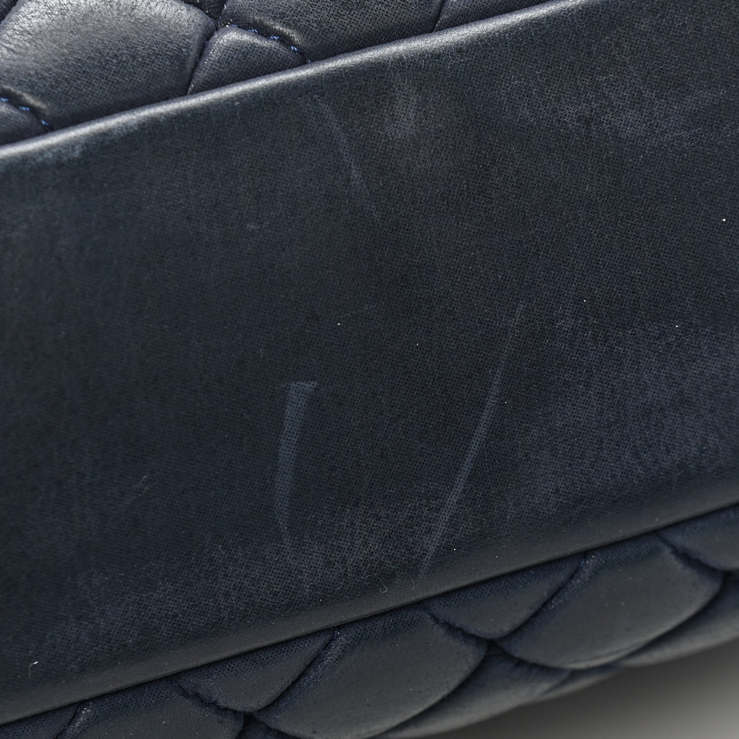 Iridescent Calfskin Quilted Large New Bubble Flap Navy